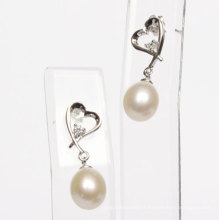 925 Silver Heart Shape Freshwater Pearl Earrings (ER1428)